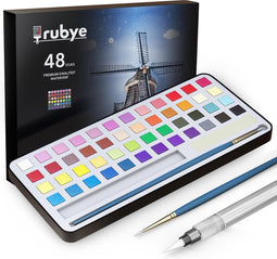 Rubye® Waterverf - Aquarelverf - Brush Pen - Penseel - Verven - Waterverf Volwassenen - Waterverf Kinderen - Schilderen op Nummer - 48 Kleuren