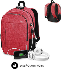 Rucksack for Laptop and Tablet with USB Output Subblim Urban Lock Backpack 16" Red