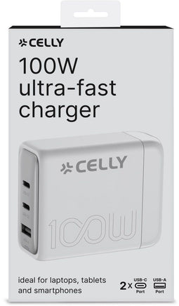 Celly PS3GAN100WWH - PowerStation - 100W - 3 Outputs - Wit