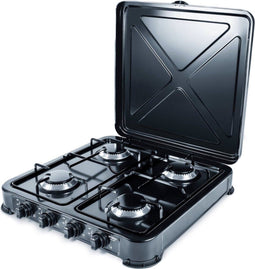 Promis KG400C - Camping kookplaat - 4 gasbranders - Zwart