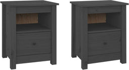 vidaXL - Nachtkastjes - 2 - st - 40x35x49 - cm - massief - grenenhout - grijs
