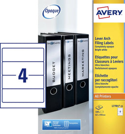 Rugetiket Avery breed 62x192mm zelfklevend wit | 5 stuks