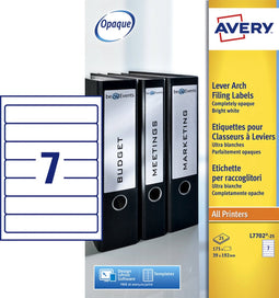 Rugetiket Avery smal 39x192mm zelfklevend wit | 5 stuks