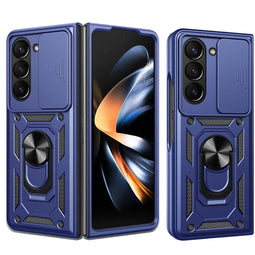 Rugged Backcover met ring voor de Samsung Galaxy Z Fold 5 - Donkerblauw