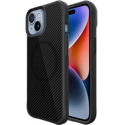 Rugged Hybrid Carbon Case met MagSafe voor de iPhone 15 - Zwart