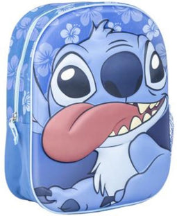 Rugzak, Kinderrugzak, Schooltas 3D Lilo & Stitch 'Stitch' Blauw 25x31x10 cm