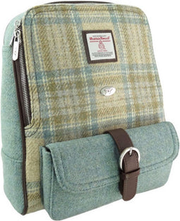 Rugzak Naver Beige Stewart en zacht Groen - 33x29x14 - Harris Tweed - Glen Appin of Scotland