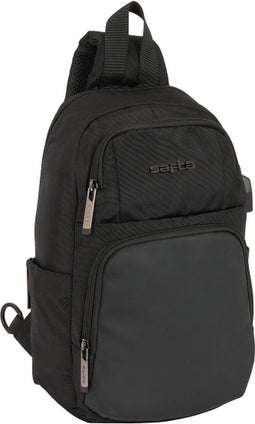 Rugzak, Schoolrugzak, Business, Reizen, Praktisch, Ergonomisch - Safta - Zwart - USB-poort (18 x 34 x 12 cm)