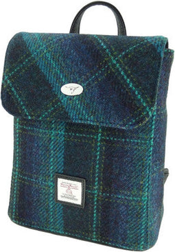 Rugzak Tummel Blauw met Turquoise - Mini - 26x21x12 - Harris Tweed - Glen Appin of Scotland
