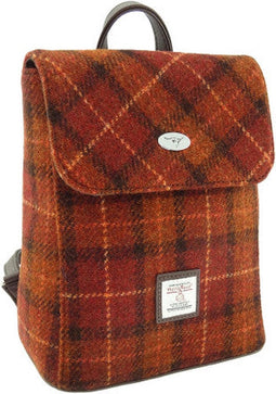 Rugzak Tummel Bruin met Oranje - Mini - 26x21x12 - Harris Tweed - Glen Appin of Scotland