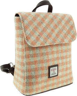 Rugzak Tummel Gingham Oranje (Coral) - Mini - 26x21x12 - Harris Tweed - Glen Appin of Scotland