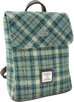 Rugzak Tummel Lichtblauw en creme (Duck egg and cream) - Mini - 26x21x12 - Harris Tweed - Glen Appin of Scotland