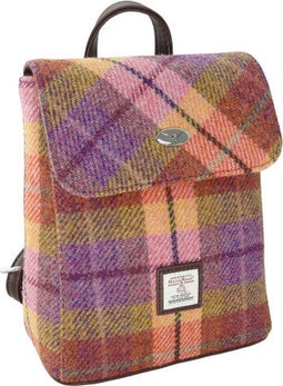 Rugzak Tummel Oranje (Peach) en Paars - Mini - 26x21x12 - Harris Tweed - Glen Appin of Scotland