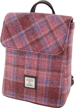 Rugzak Tummel Roze Geruit - Mini - 26x21x12 - Harris Tweed - Glen Appin of Scotland