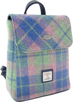 Rugzak Tummel Zacht Blauw met Roze - Mini - 26x21x12 - Harris Tweed - Glen Appin of Scotland