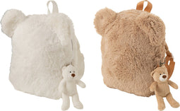 Rugzakje - pluche - wit - beige - 28x25x (h)6 cm - 1 Exemplaar - Willekeurig toegestuurd