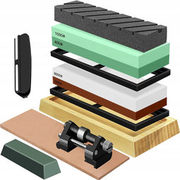 Ruhhy Dubbelzijdige Messenslijpset - Inclusief Accessoires - Slijpsteen voor Messen en Gereedschappen - Wetsteen Slijpsteen set 400/1000 en 3000/8000