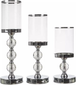 Ruhhy Glamour Kaarsenhouder Set - 3 Maten - Kristal Versierd - Perfect voor Luxe Decoratie
