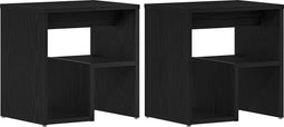 vidaXL - Nachtkastjes - 2 - stuks - Zwart - Eiken - 40x30x40 - cm - Bewerkt - Hout