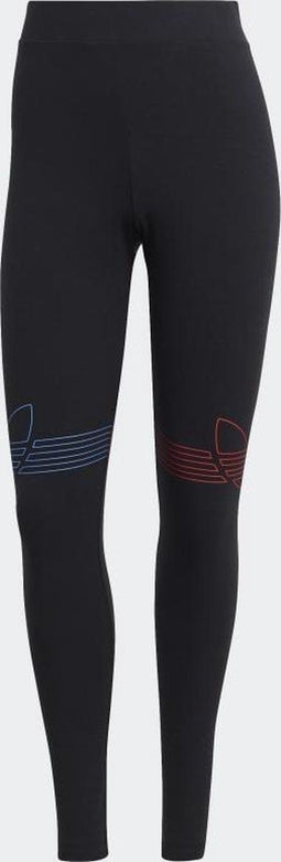 adidas Loungewear Tricolor - Dames Legging - Zacht en comfortabel - Zwart/Wit/Blauw/Rood