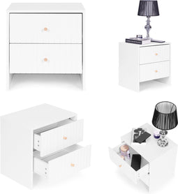 Wit nachtkastje met lades - Modern - 2 - 45 x 48 x 35 cm