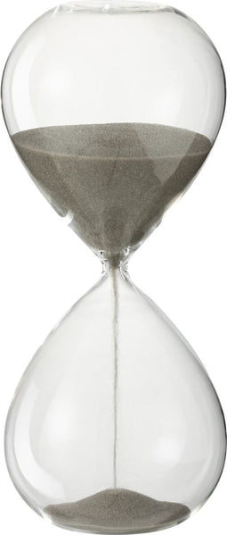 J-Line zandloper - glas/zand - grijs - medium