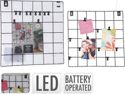 Home & Styling Wandrek met LED en haakjes voor foto's - 36x36x2cm - Zwart