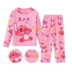 Roze Stitch Pyjama - Kinderpyjama Katoen - Maat 1/2 jaar (90 cm) - Disney