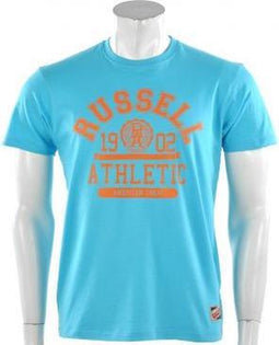 Russell Athletic Crew Neck Short Sleeve Tee - Sportshirt - Heren - Maat S - Turquoise