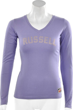 Russell Athletic - Deep V-Neck Long Sleeve - Tops - XL - Paars