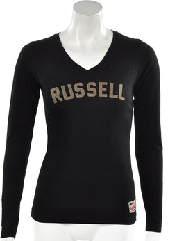 Russell Athletic Deep V - Sportshirt - Dames - Maat XS - Zwart