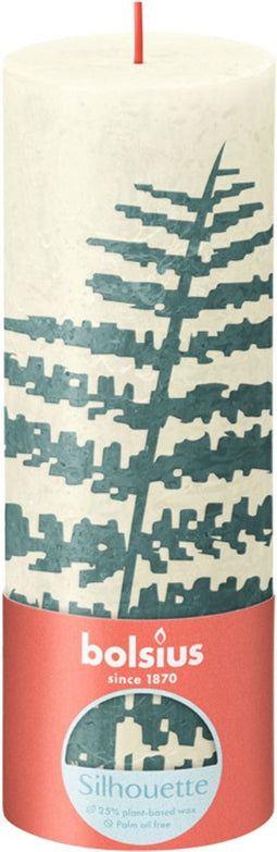Rustiek printed stompkaars 190/68 Soft pearl fern