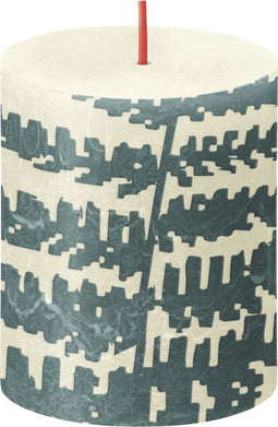 Rustiek printed stompkaars 80/68 Soft pearl fern