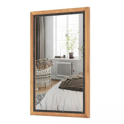 Rustieke Houten Spiegel Decoratieve Wandspiegel met Rechthoekig Frame en Achterpaneel 50 x 90 CM voo