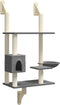 vidaXL - Kattenmeubel - wandgemonteerd - met - krabpaal - 153 - cm - donkergrijs