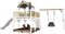 AXI Atka Speeltoestel in Bruin/Wit - Speeltoren met Roxy Nestschommel, Witte Glijbaan en Zandbak - FSC hout - Speelhuis op palen voor de tuin