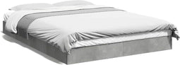 vidaXL - Bedframe - bewerkt - hout - betongrijs - 135x190 - cm