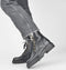 PS Poelman Leta - Dames Leren Enkellaarzen met Veters en Rits - Chunky Plateauzool 4,5 cm - Zwart