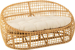 J-Line zetel Lise + kussen 2 Personen - rotan/textiel - naturel/wit