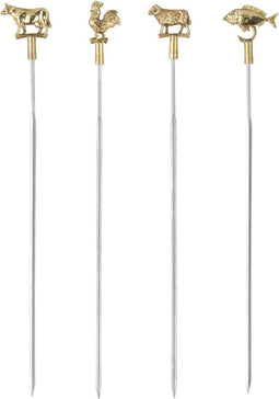 Triangle Professional Grillspiezen - RVS / Messing - 42 cm - 4 delig
