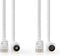 Nedis Coax- en CAT6-Combikabel - IEC Male / RJ45 Male / IEC Female - Vernikkeld - 1.50 m - Wit
