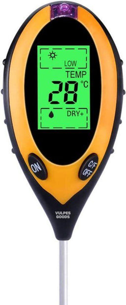 Vulpes Goods Vochtmeter - 4-in-1 - pH Zonlicht Vocht Temperatuur - LCD (2024)