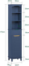 SoBuy BZR112-B - Hoge Kolomkast - 3 Open Vakken 1 Lade - Midnight Blue