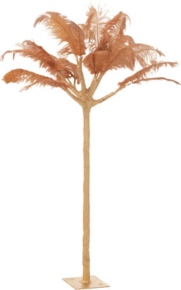 J-Line decoratie Boom pluimen - metaal - goud/oker - small