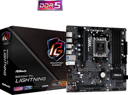 ASRock B650M PG Lightning - Micro-ATX Moederbord - AMD Socket AM5 - 192 GB DDR5 - 2.5 Gb Ethernet