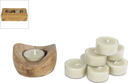 Giftset Theelichthouder | Hout - 5×5×3 cm - Rond