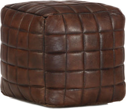 vidaXL - Poef - 40x40x40 - cm - echt - geitenleer - donkerbruin