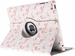 Tablet Hoes Geschikt voor iPad 2 (2011) 9.7 inch /iPad 3 (2012) 9.7 inch / iPad 4 (2012) 9.7 inch - 360° Draaibare Design Bookcase - Wit / Roze /Flamingo