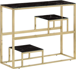 vidaXL - Wandtafel - roestvrijstaal - en - gehard - glas - goudkleurig