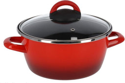 Rvs rode kookpan/pannen Cuenca met glazen deksel 24 cm 8 liter